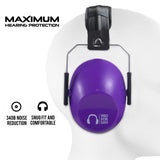 Pro For Sho 34dB NRR Noise Reduction Earmuffs - Lightweight Design - Standard Size Purple